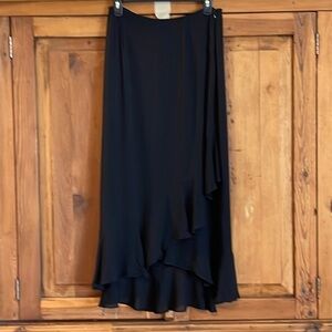 Carol Anderson Viscose Black ruffle hem midi skirt Sz. 8